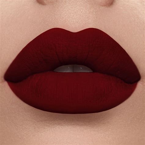 deep red lipstick.